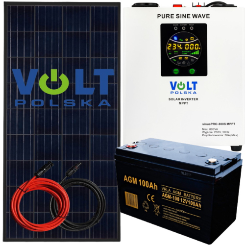 Zestaw Solarny 800W 12v Sinus Pro 800S MPPT Panel słoneczny Bateria AGM 100AH